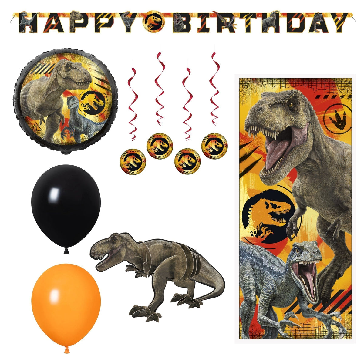 PARTY EXPERT Kids Birthday Jurassic World Basic Decoration Party Supplies Kit, 8 Guests