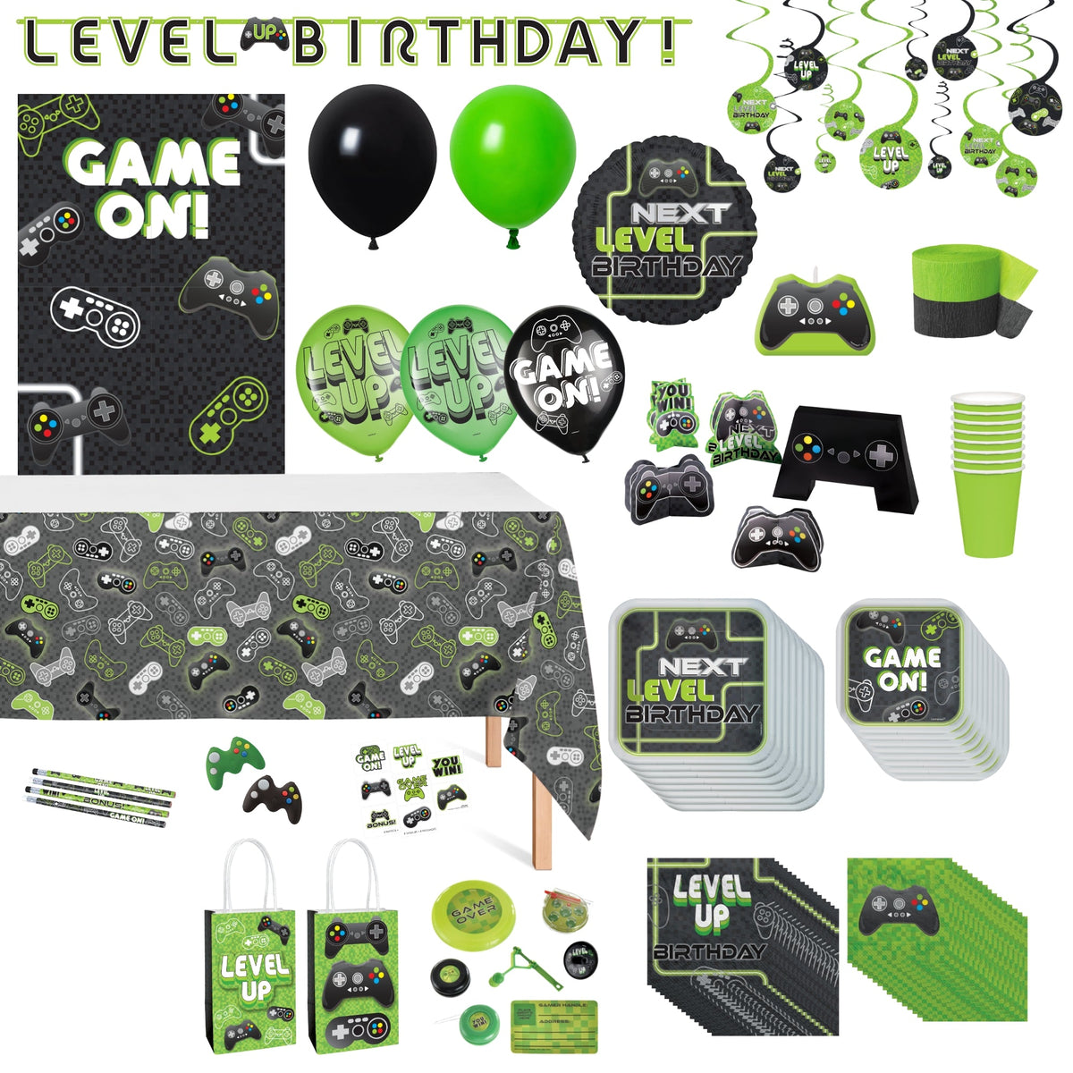 PARTY EXPERT Kids Birthday Level Up Ultimate Birthday Party Supplies Kit, 8 Guests