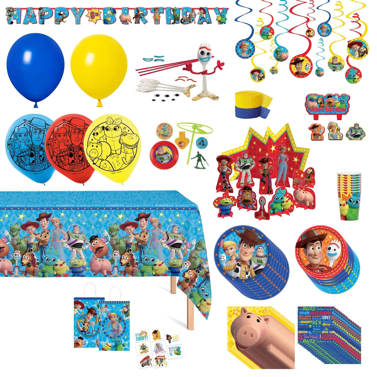 PARTY EXPERT Kids Birthday Toy Story Ultimate Birthday Party Supplies Kit, 8 Guests