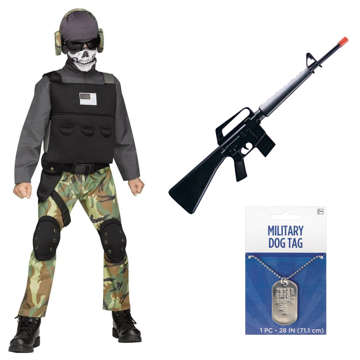 PARTY EXPERT Skull Solider Costume Kit for Kids