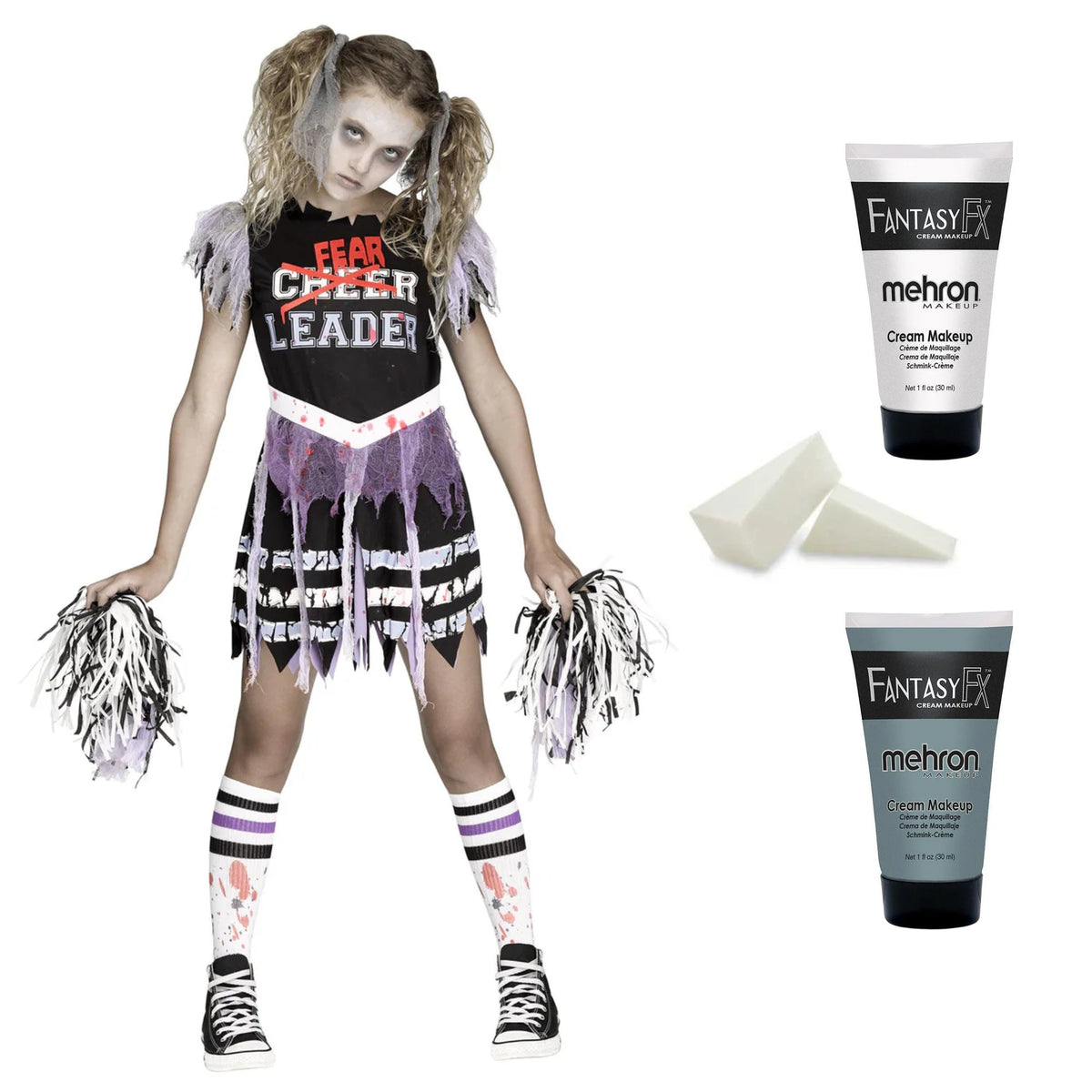 PARTY EXPERT Zombie Cheeleader Costume Kit for Kids