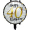 PARTYGRAM Balloons Black and Gold 40th Happy Birthday Foil Balloon, 18 Inches, 1 Count 810120717241