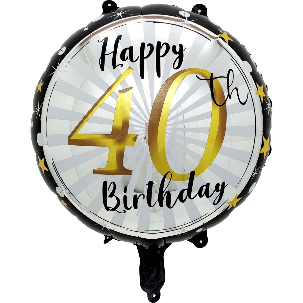 PARTYGRAM Balloons Black and Gold 40th Happy Birthday Foil Balloon, 18 Inches, 1 Count 810120717241