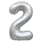 PARTYGRAM Balloons Frosty White Number 2 Foil Balloon, Matte Finish, 34 Inches, 1 Count 810077658161