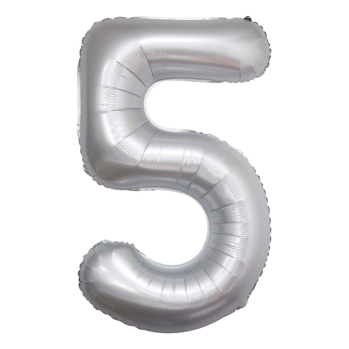 PARTYGRAM Balloons Frosty White Number 5 Foil Balloon, Matte Finish, 34 Inches, 1 Count 810077658192