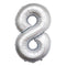 PARTYGRAM Balloons Frosty White Number 8 Foil Balloon, Matte Finish, 34 Inches, 1 Count 810077658222