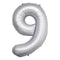 PARTYGRAM Balloons Frosty White Number 9 Foil Balloon, Matte Finish, 34 Inches, 1 Count 810077658239