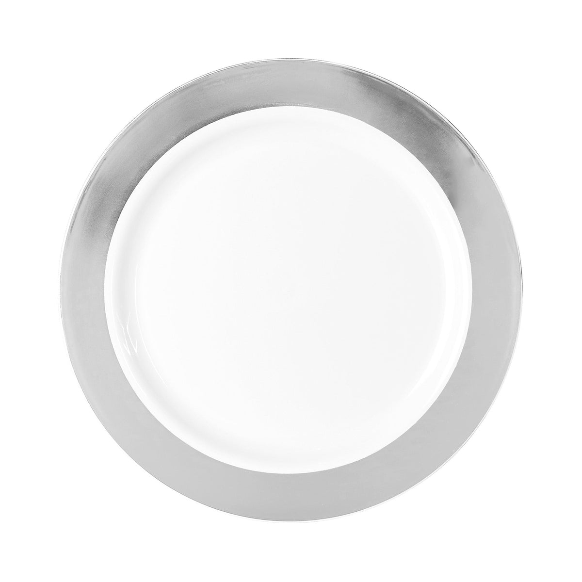 Ritch Import Disposable-Plasticware White Plates with Solid Silver Hot Stamp, 10 Inches, 8 Count 65573115828