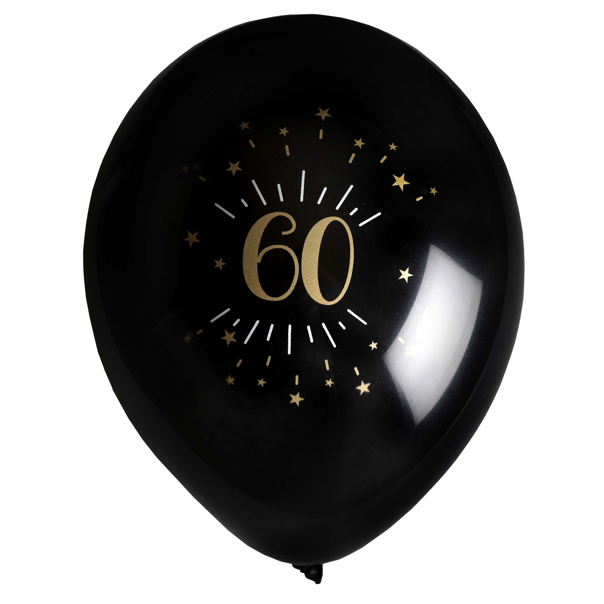 Black And Gold 60th Birthday Latex Balloons, 12 Inches 