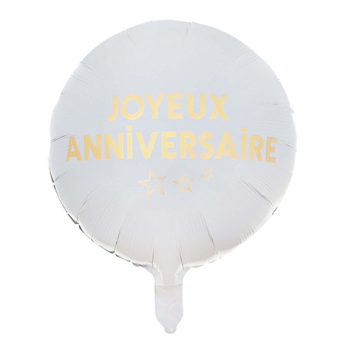 SANTEX Balloons "Joyeux Anniversaire" Birthday Round Foil Balloon, White and Gold, 18 Inches, 1 Count 3660380085966