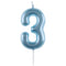 SANTEX Cake Supplies Light Blue Number 3 Birthday Candle, 1 Count 3660380084471