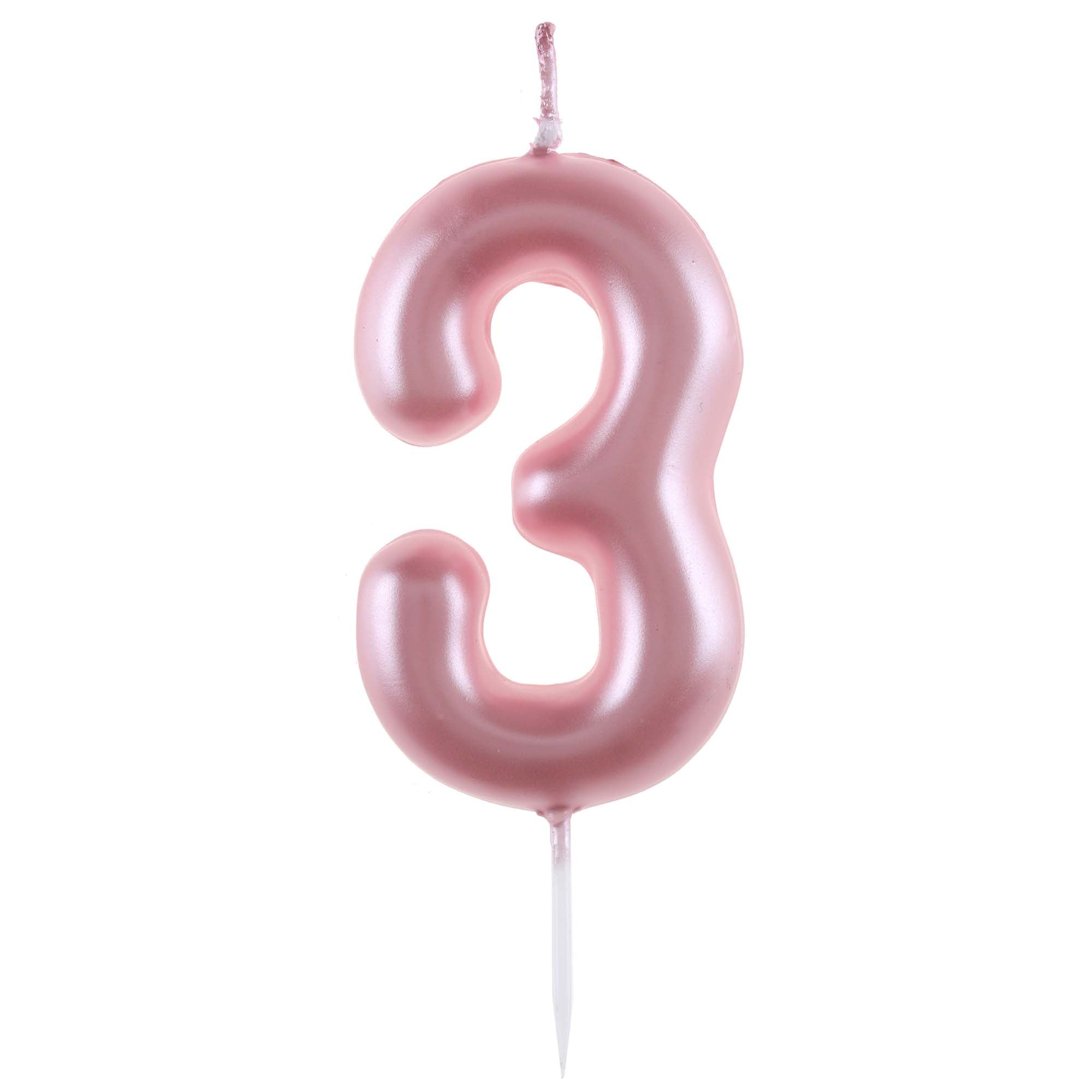 Light Pink Number 3 Birthday Candle, 1 Count | Party Expert