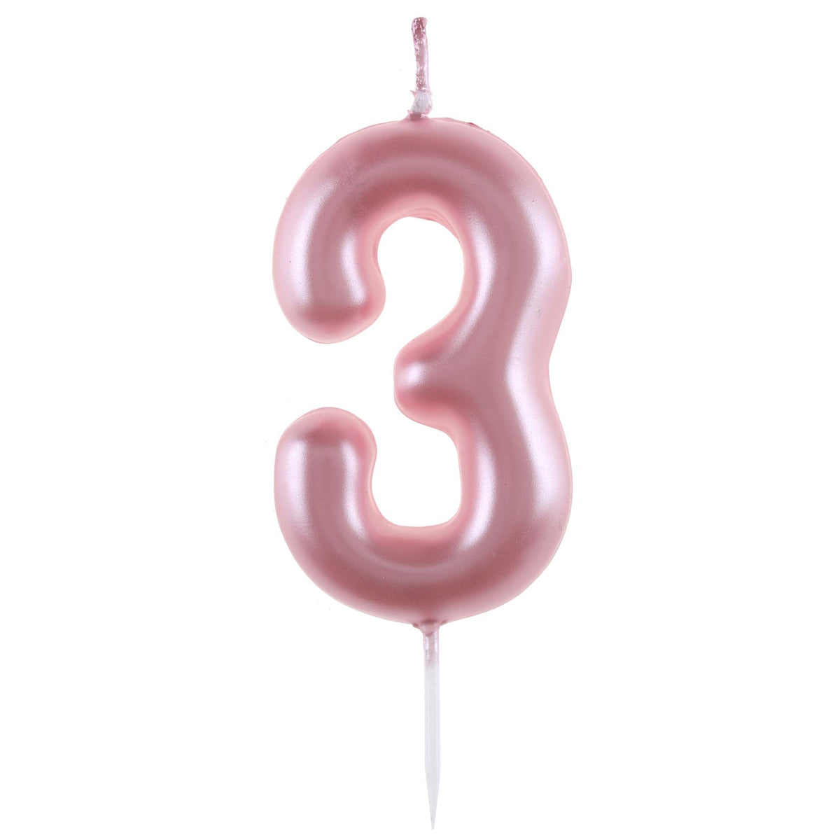 SANTEX Cake Supplies Light Pink Number 3 Birthday Candle, 1 Count 3660380084372