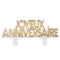 SANTEX General Birthday "Joyeux Anniversaire" Birthday Cake Candle, White and Gold, 1 Count 3660380086048