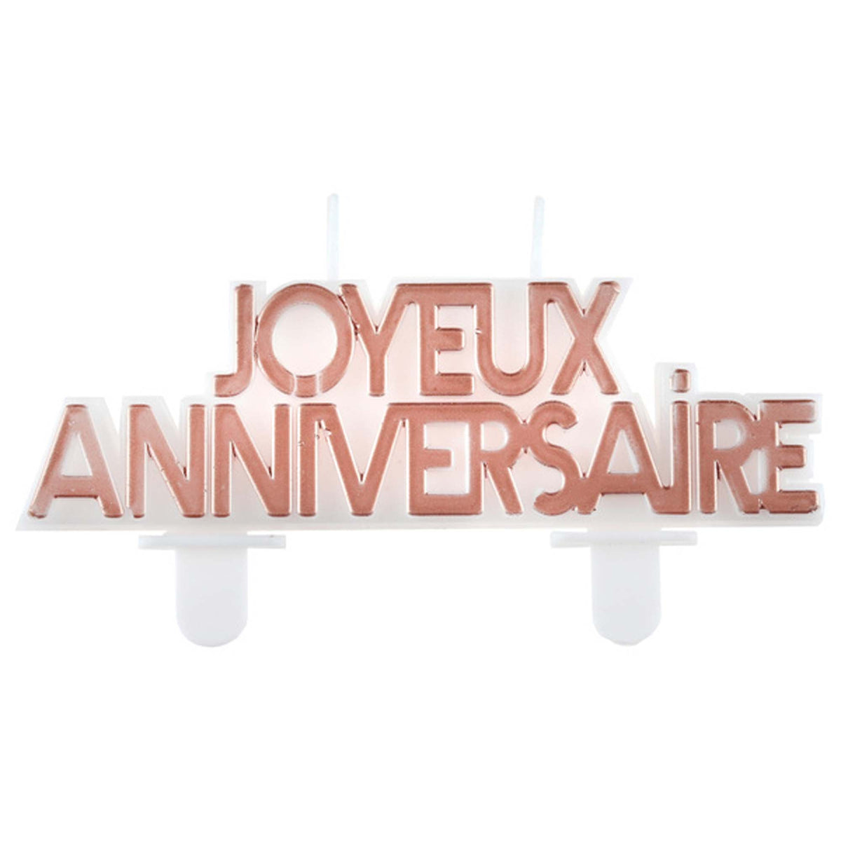 SANTEX General Birthday "Joyeux Anniversaire" Birthday Cake Candle, White and Rose Gold, 1 Count 3660380086055