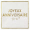 SANTEX General Birthday "Joyeux Anniversaire" Birthday Large Lunch Napkins, White and Gold, 10 Count