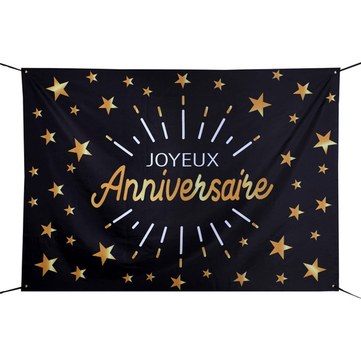 SANTEX General Birthday "Joyeux Anniversaire" Scene Setter, Black and Gold, 1 Count