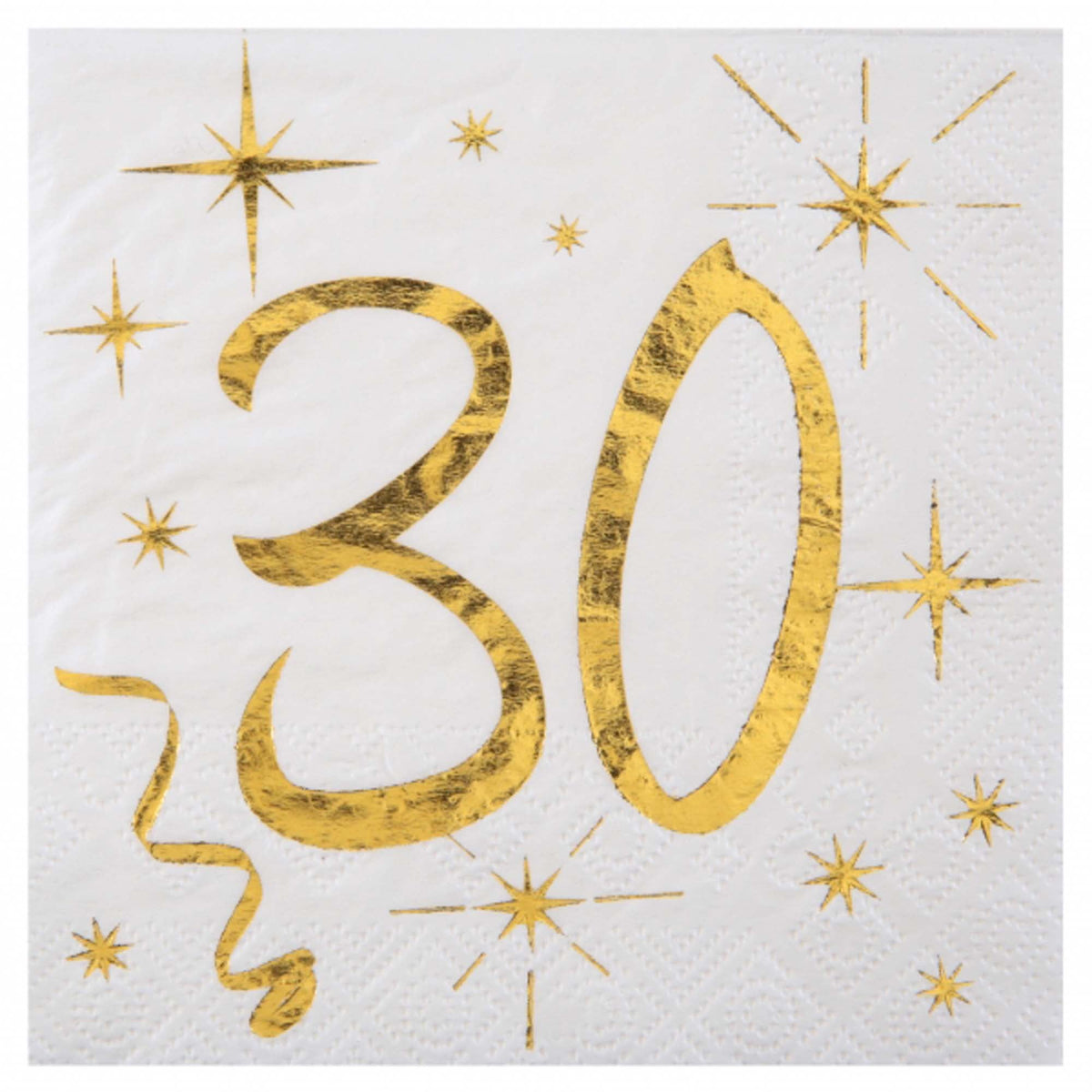 SANTEX General Birthday Starry Golden Age 30th Birthday Large Lunch Napkins, 20 Count