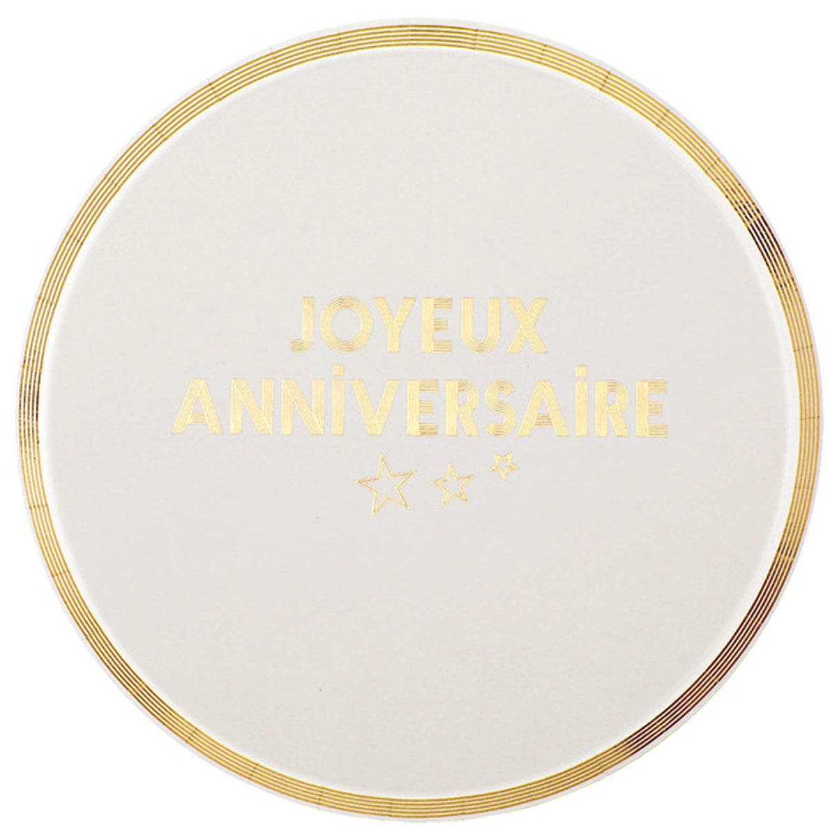 SANTEX General Birthday "Joyeux Anniversaire" Birthday Large Lunch Paper Plates, White and Gold, 9 Inches, 10 Count