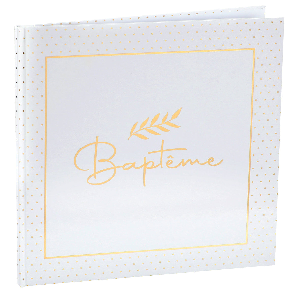 SANTEX Religious Floral Baptism "Baptême" Guest Book, White and Gold, 1 Count