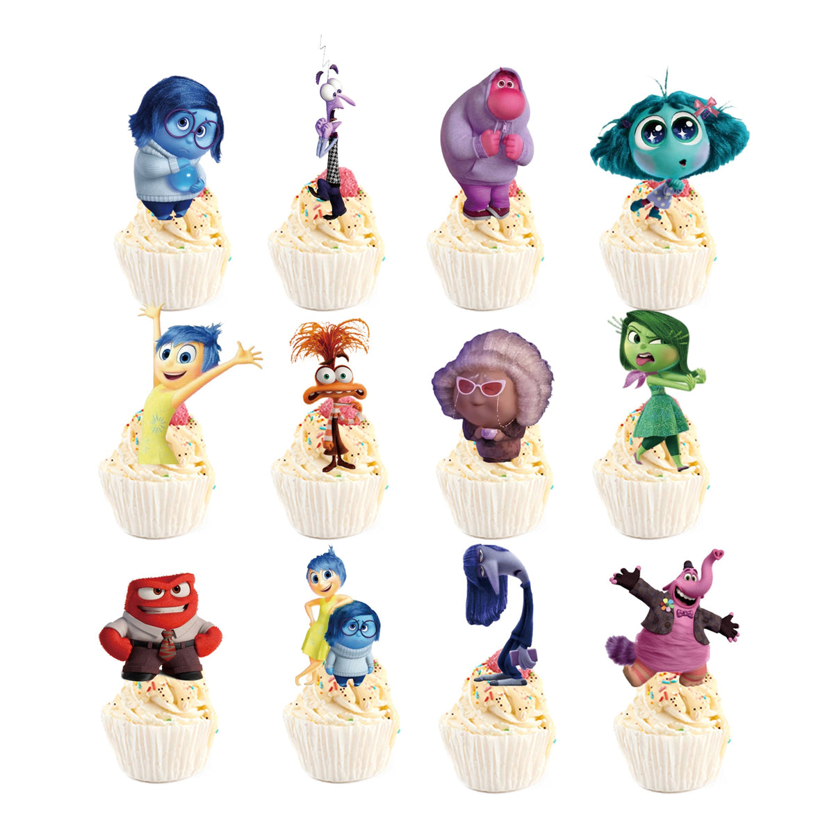 Shaoxing Keqiao Chengyou Textile Co.,Ltd Kids Birthday Inside Out 2 Birthday Cupcake Toppers, 12 Count 810120717586