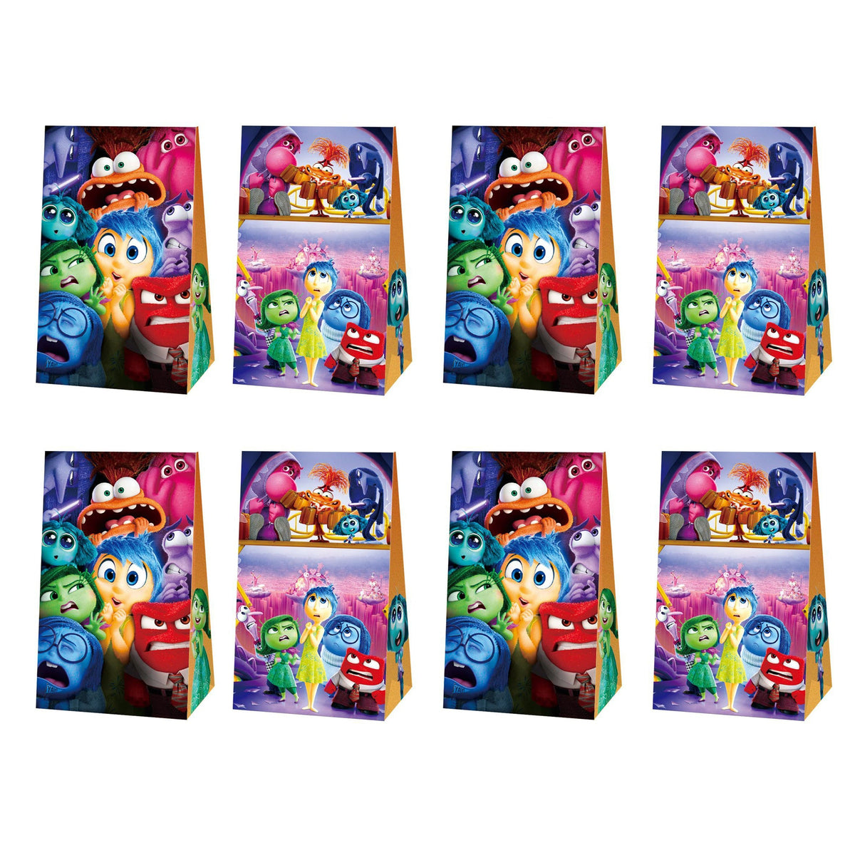 Shaoxing Keqiao Chengyou Textile Co.,Ltd Kids Birthday Inside Out 2 Birthday Plastic Favour Bags with Stickers, 8 Count 810120717555