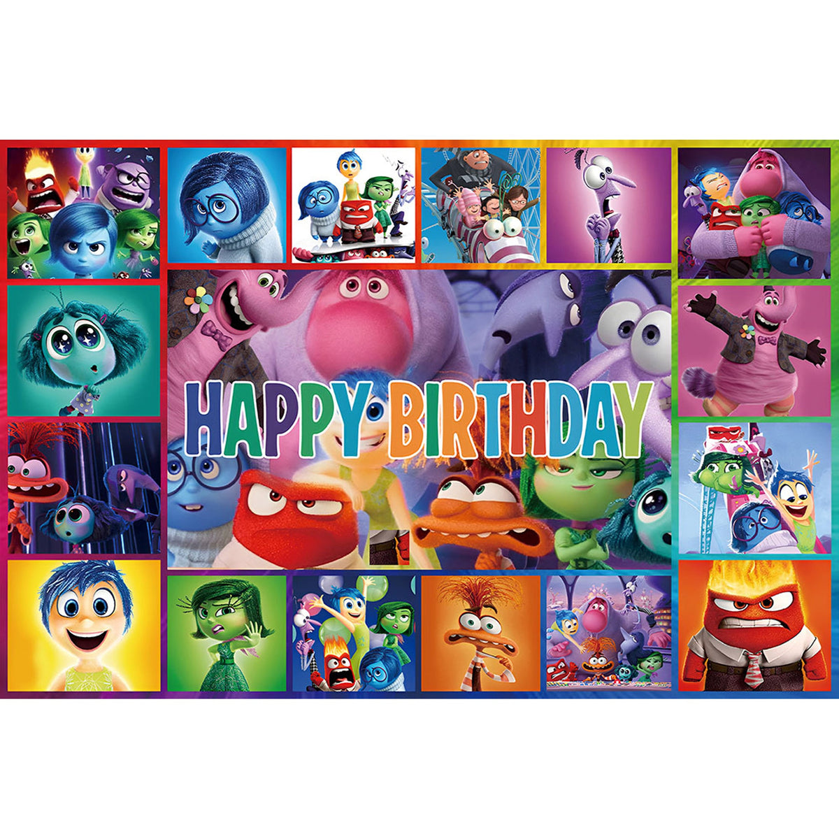 Shaoxing Keqiao Chengyou Textile Co.,Ltd Kids Birthday Inside Out 2 Happy Birthday Scene Setter Backdrop, 39 x 59 Inches, 1 Count 810120717623