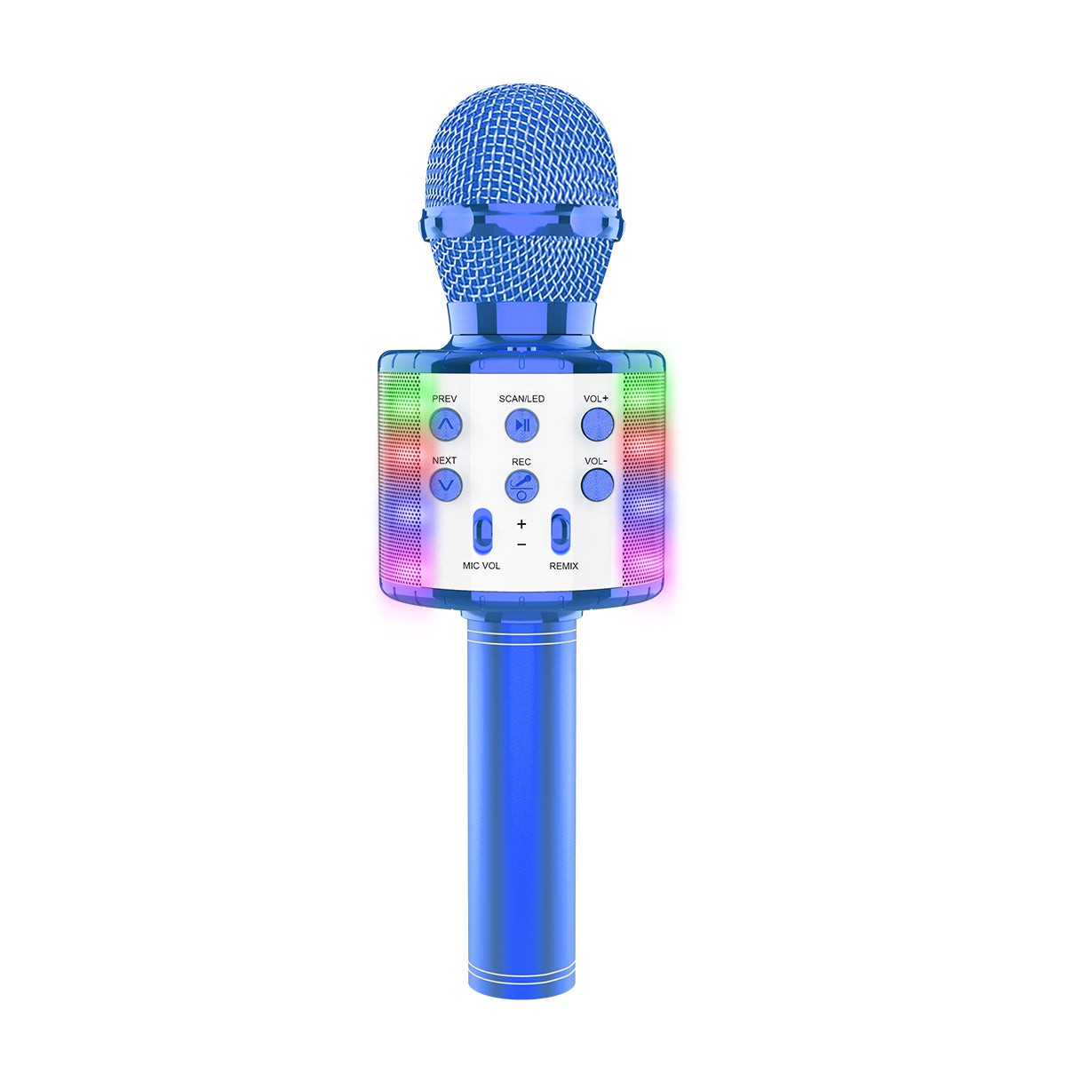 Blue Wireless Karaoke Microphone with LED Lights | Party Expert