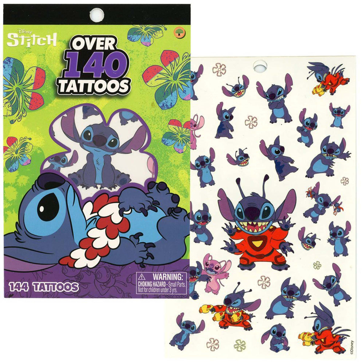 U.P.D. INC Kids Birthday Disney Stitch Tattoo Sheets, 4 Count