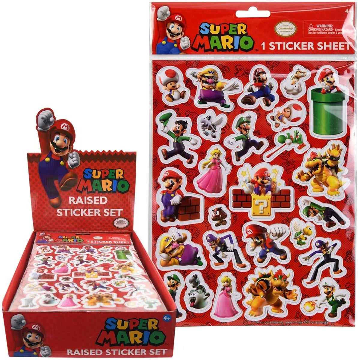 U.P.D. INC Kids Birthday Super Mario Sticker Sheets, 4 Count 191537040888