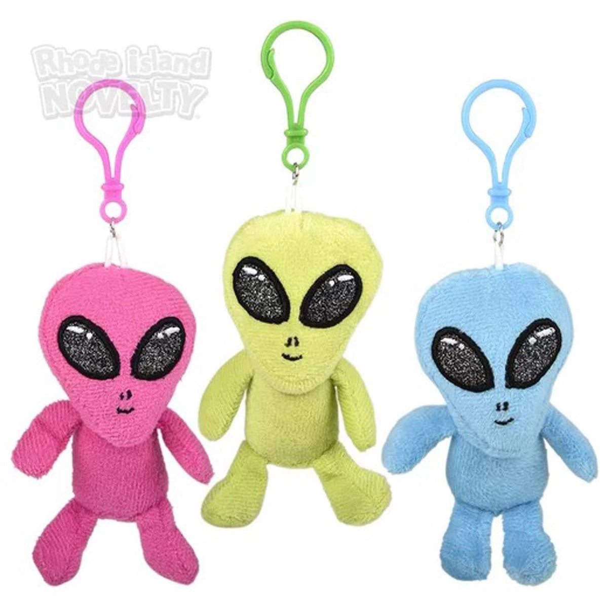 RHODE ISLAND NOVELTY Impulse Buying Galactic Alien Plush Backpack Clip, 3 Inches, Assortment, 1 Count