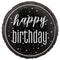 UNIQUE PARTY FAVORS Balloons Black and Silver Happy Birthday Foil Balloon, 18 Inches, 1 Count 011179873807