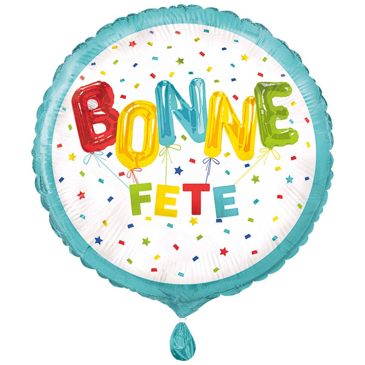 UNIQUE PARTY FAVORS Balloons Bright Bonne Fête Round Foil Balloon, 18 Inches, 1 Count