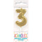 UNIQUE PARTY FAVORS Cake Supplies Gold Mini Number 3 Birthday Candle, 1 Count 011179199532