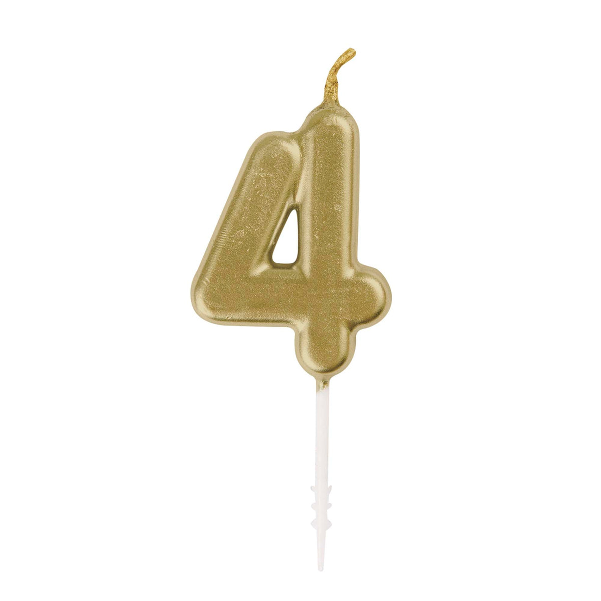 UNIQUE PARTY FAVORS Cake Supplies Gold Mini Number 4 Birthday Candle, 1 Count 011179199549