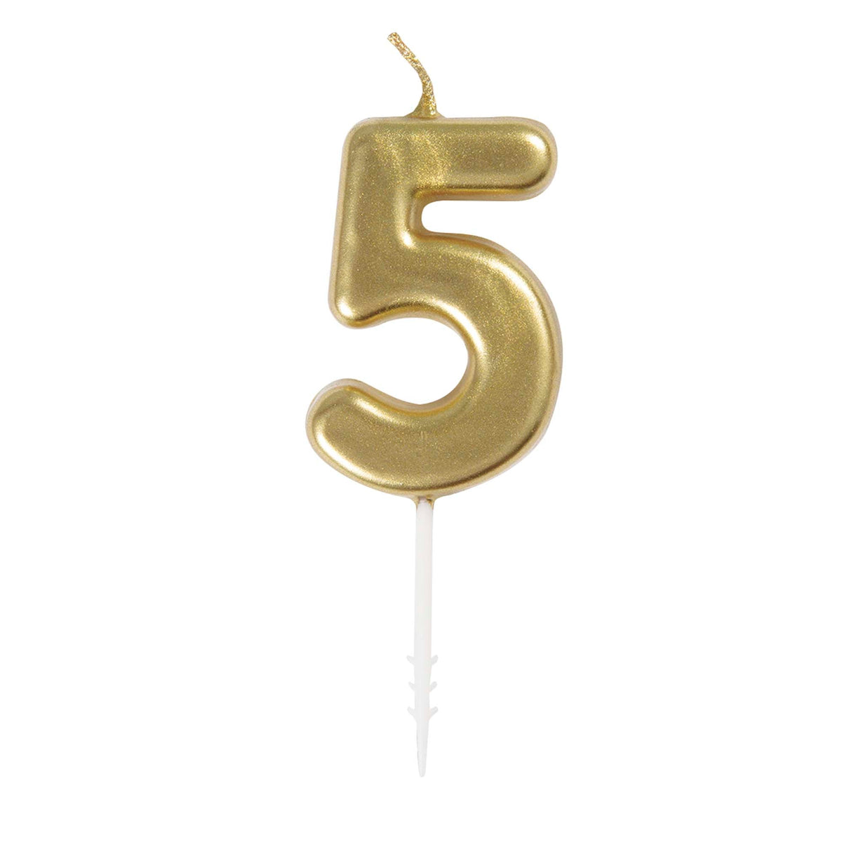 UNIQUE PARTY FAVORS Cake Supplies Gold Mini Number 5 Birthday Candle, 1 Count 011179199556