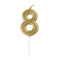 UNIQUE PARTY FAVORS Cake Supplies Gold Mini Number 8 Birthday Candle, 1 Count 011179199587