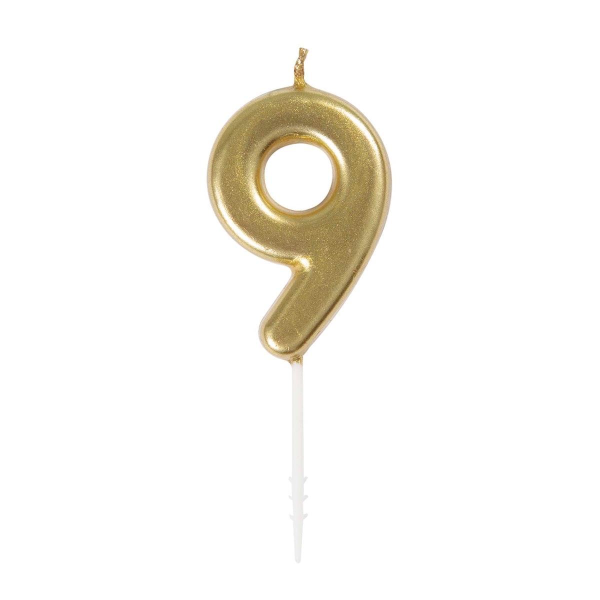 UNIQUE PARTY FAVORS Cake Supplies Gold Mini Number 9 Birthday Candle, 1 Count 011179199594