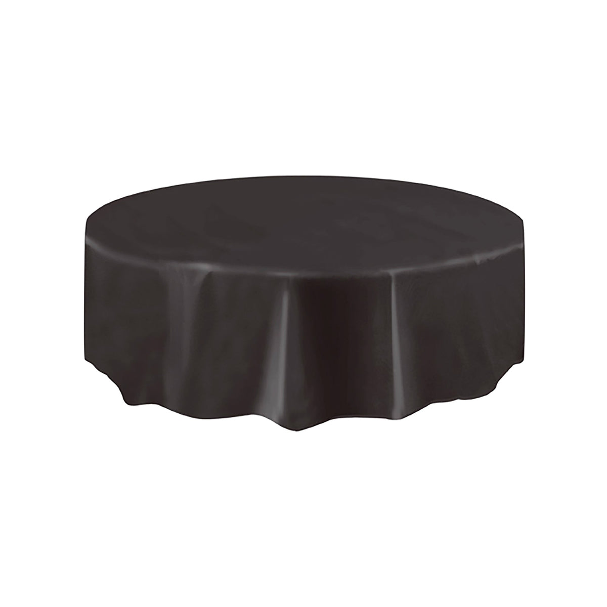 UNIQUE PARTY FAVORS Disposable-Plasticware Black Round Plastic Table Cover, 84 Inches, 1 Count