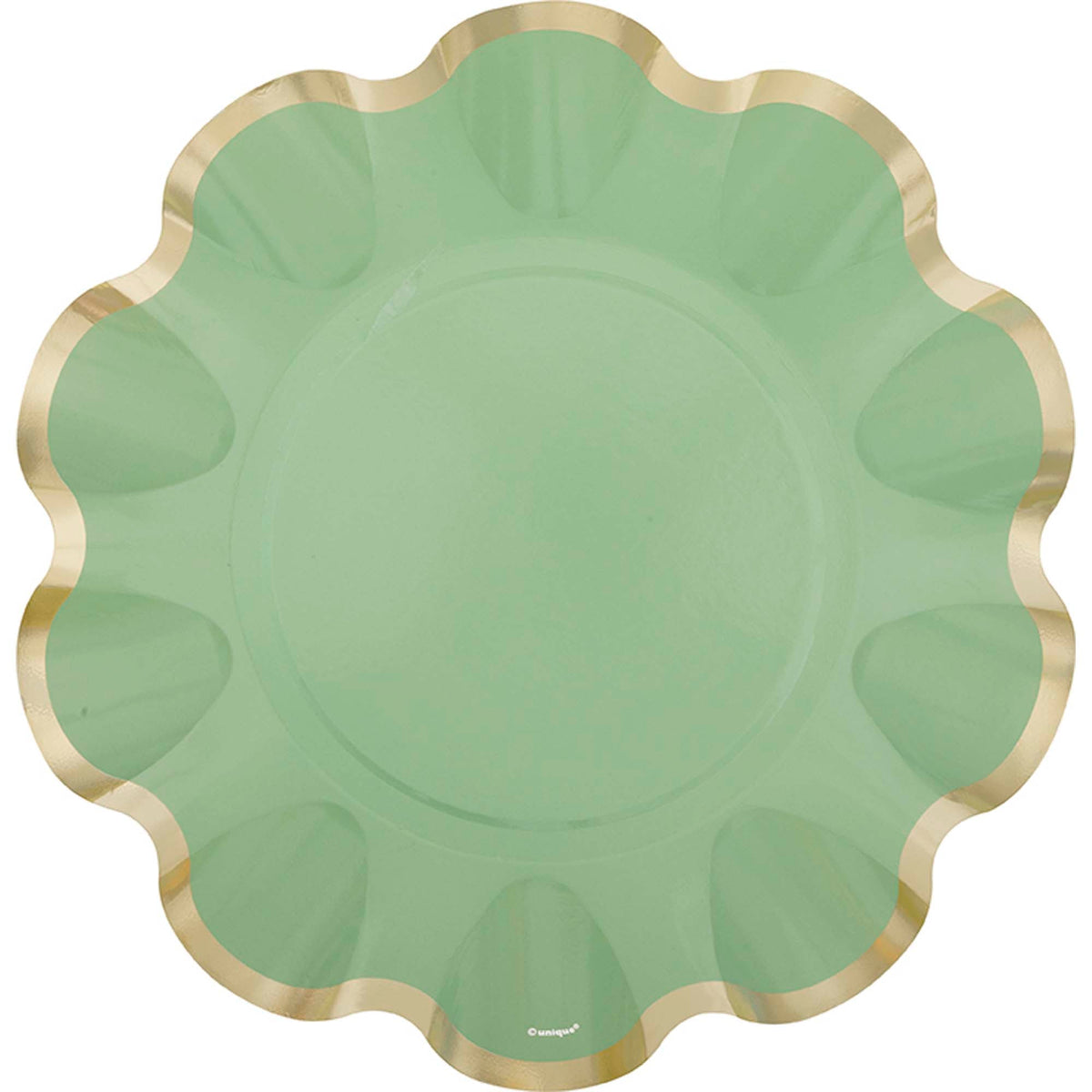 UNIQUE PARTY FAVORS Easter Dainty Easter Large Flower Shaped Lunch Paper Plates, Sage Green, 9 Inches, 8 Count
