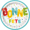 UNIQUE PARTY FAVORS General Birthday Bright "Bonne Fête" Large Round Lunch Paper Plates, 9 Inches, 8 Count