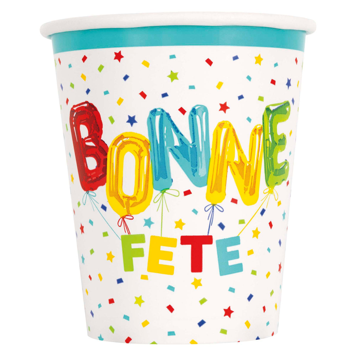 UNIQUE PARTY FAVORS General Birthday Bright "Bonne Fête" Paper Cups, 9 oz, 8 Count