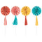 UNIQUE PARTY FAVORS General Birthday Feelin' Retro Birthday Paper Fan Cake Toppers with Tassels, 8 Count 011179440863