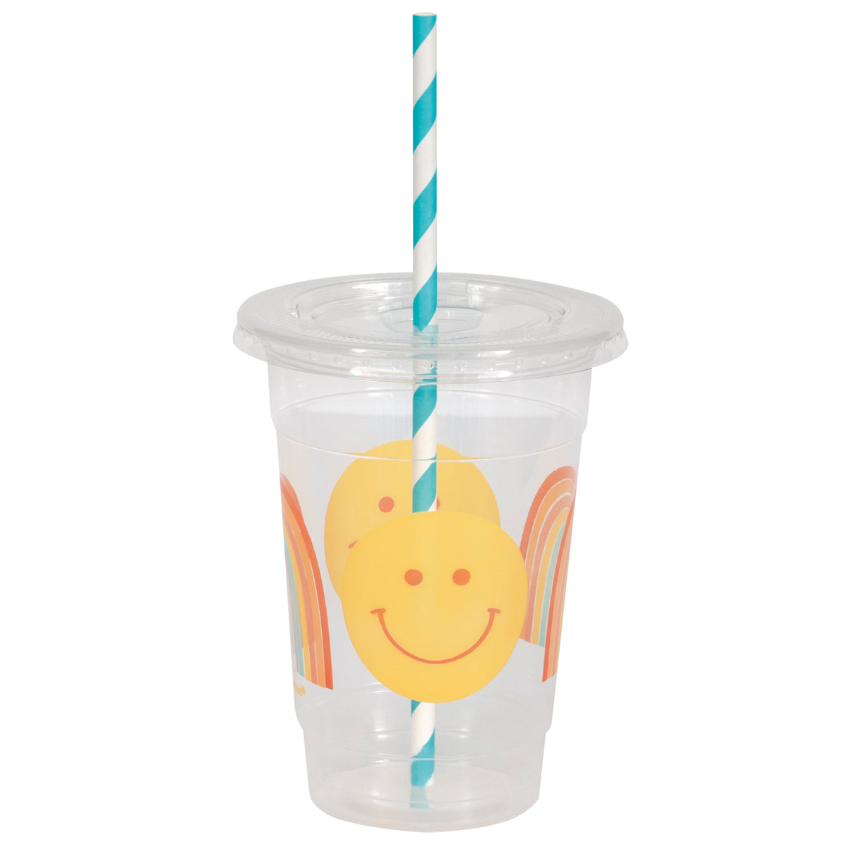 UNIQUE PARTY FAVORS General Birthday Feelin' Retro Birthday Plastic Cups with Straw and Lid, 16 Oz, 4 Count 011179437764