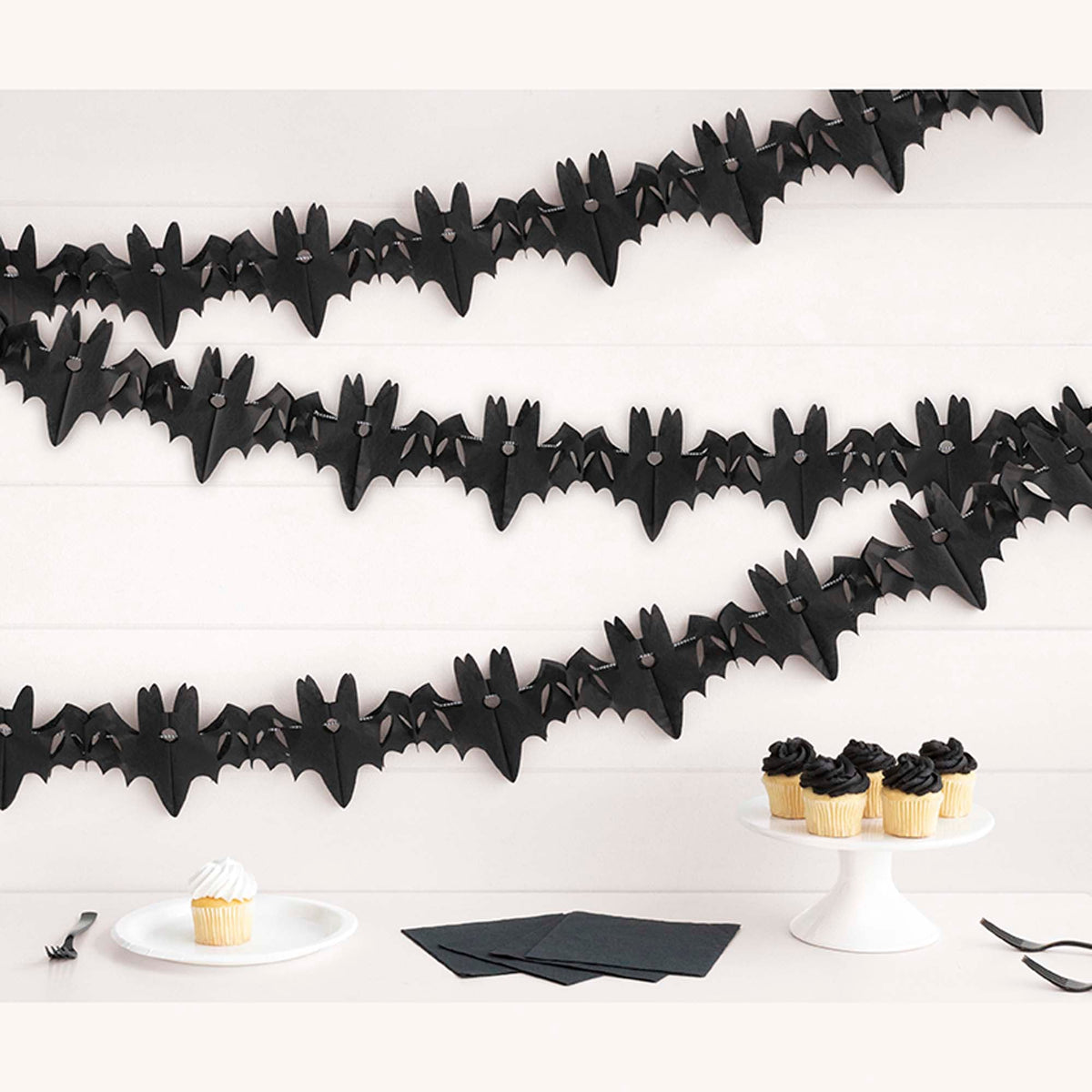 UNIQUE PARTY FAVORS Halloween Iridescent Hauntings Bat Tissue Garland, 120 Inches, 3 Count