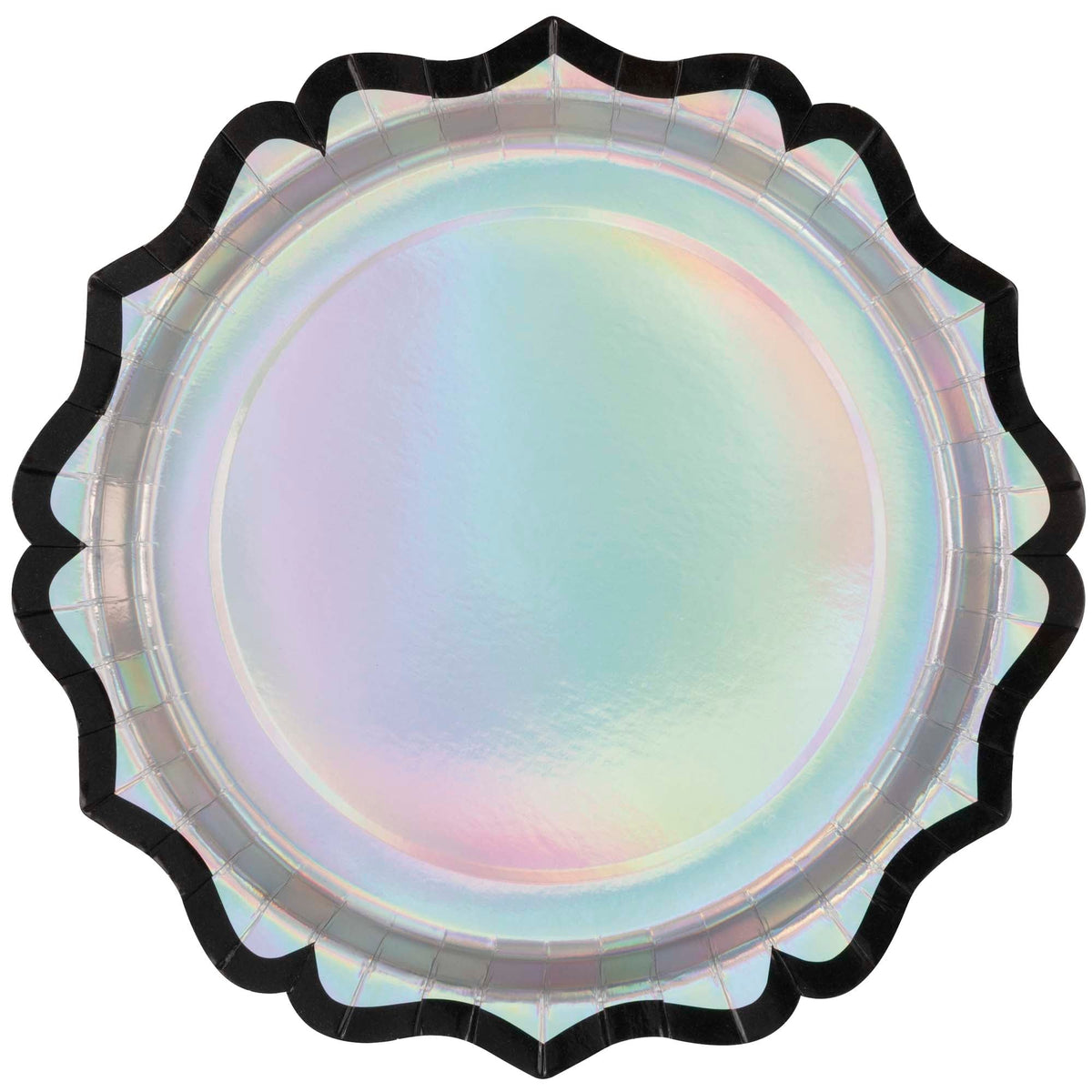 UNIQUE PARTY FAVORS Halloween Iridescent Hauntings Large Scalloped Lunch Paper Plates, 9 Inches, 8 Count