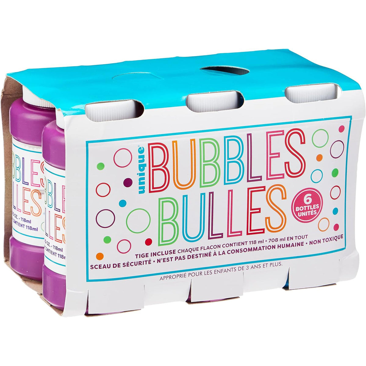 UNIQUE PARTY FAVORS Kids Birthday Bubbles, 4 oz, 6 Count 764294550152