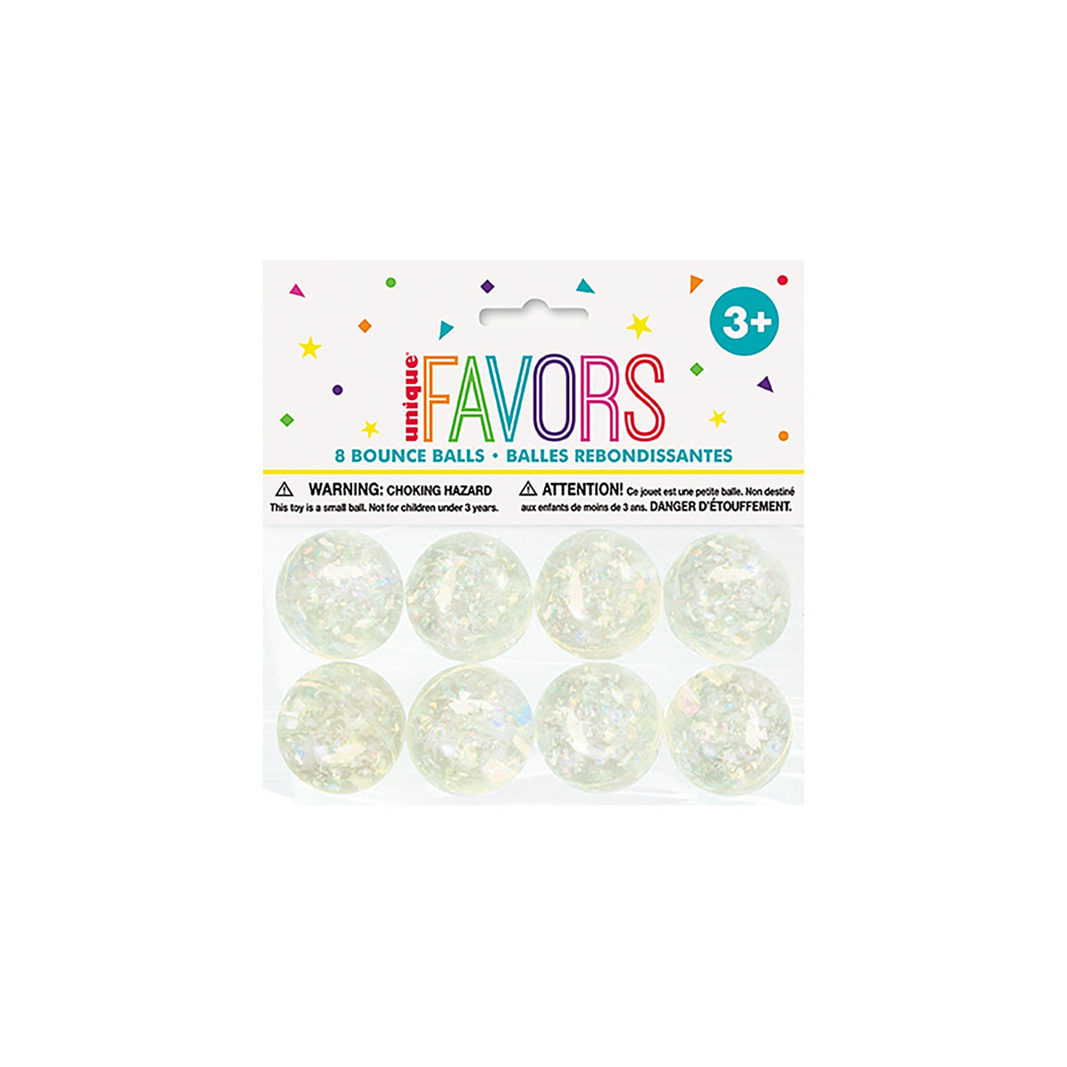 UNIQUE PARTY FAVORS Kids Birthday Clear bounce balls, 8 Count 011179847105