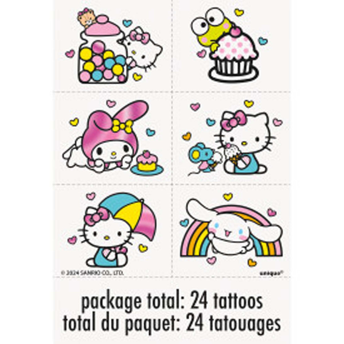 UNIQUE PARTY FAVORS Kids Birthday Hello Kitty and Friends Temporary Tattoo Sheets, 4 Count 011179437184