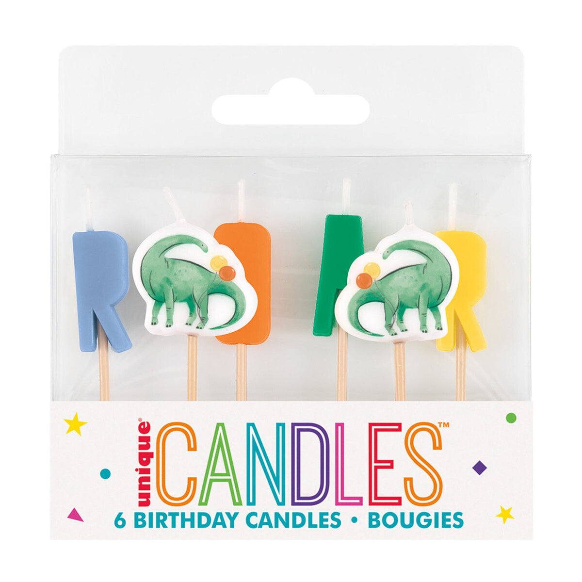 UNIQUE PARTY FAVORS Kids Birthday Roar Dinosaur Candles, 6 Count